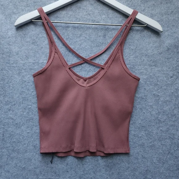 Vuori Rib Crop Tank Top in Marsala - Picture 6 of 10